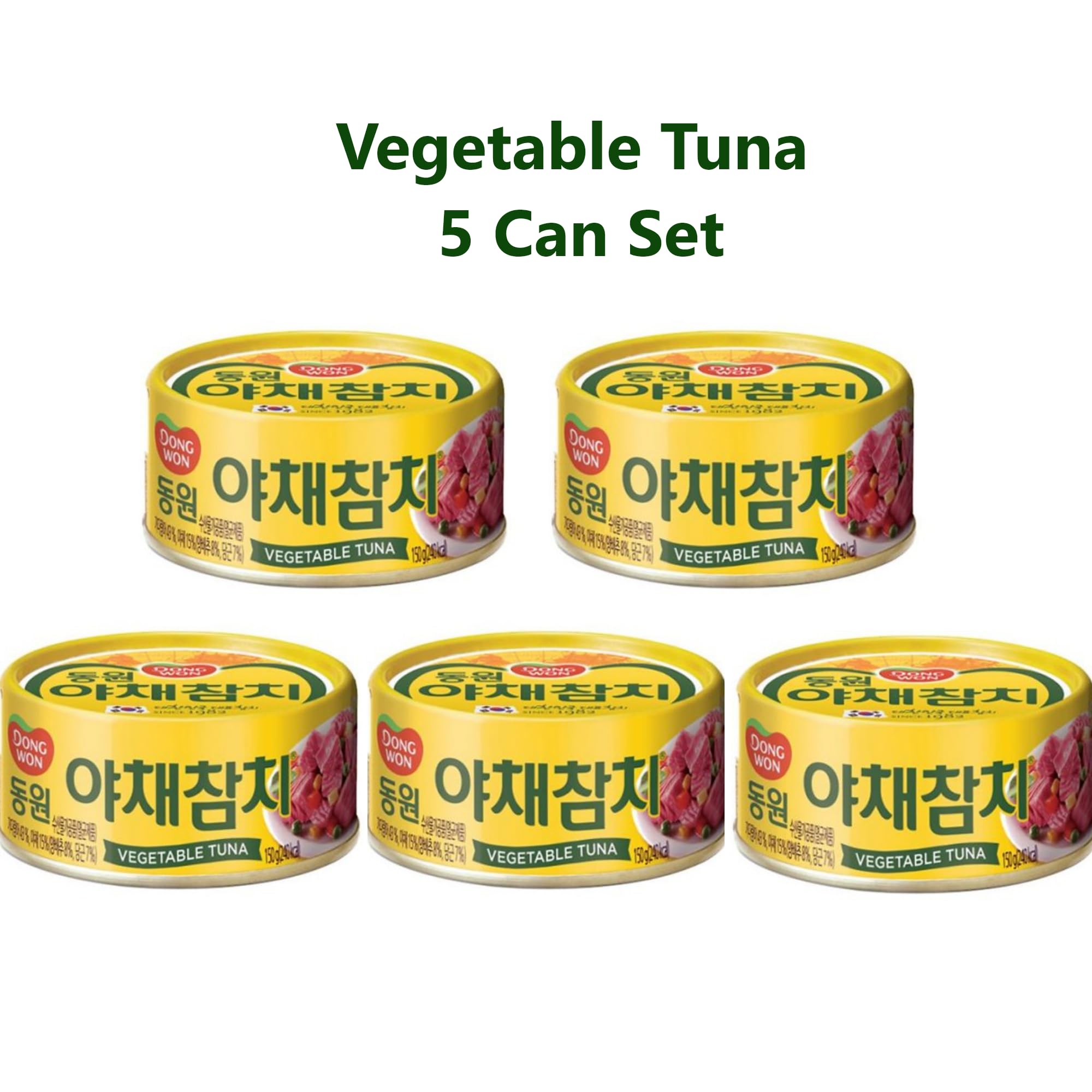 Dong-Won Korean Tuna Can with Vegetables 90g x 5 - Canned Tuna in Water for Gimbab, Pasta, Salads & Sandwiches - Ready-to-Eat Tuna Fish, Protein & Fiber Rich - Long Shelf Life, Convenient Groceries