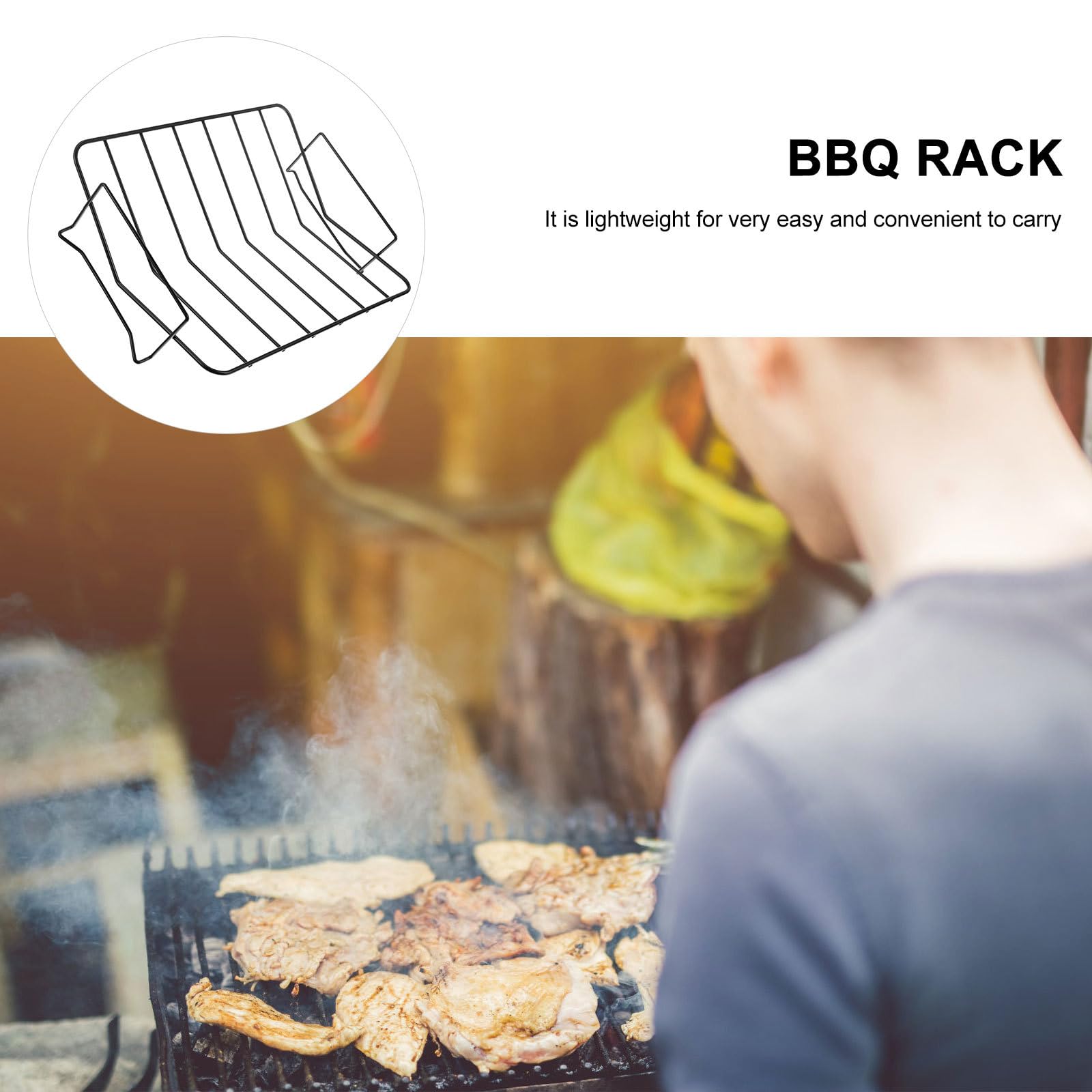 ifundom Supporto per Barbecue in Acciaio al Carbonio, Rettangolare, Antiaderente, Leggero e Portatile, per Grigliate All'aperto e Arrosti