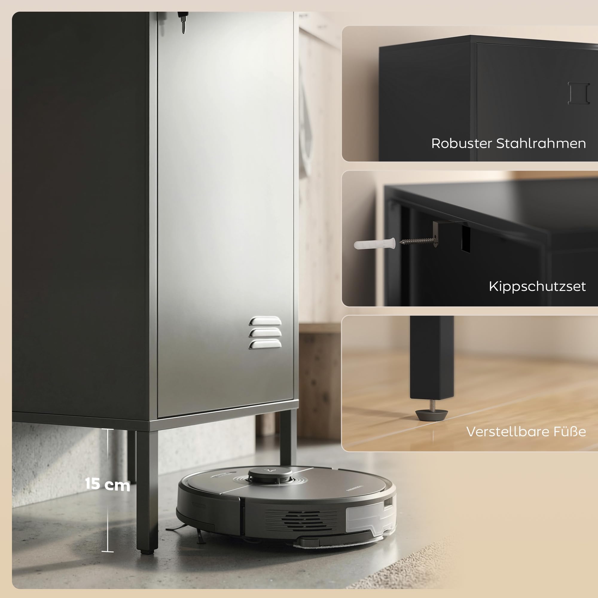 HOMCOM Metallshrank Spind Abschließbar Schließfachschrank mit Kleiderstange, Namensschildhalter, Lüftungsschlitze und Ablage Kleiderschrank Aufbewahrungsschrank 40x40x179cm Schwarz
