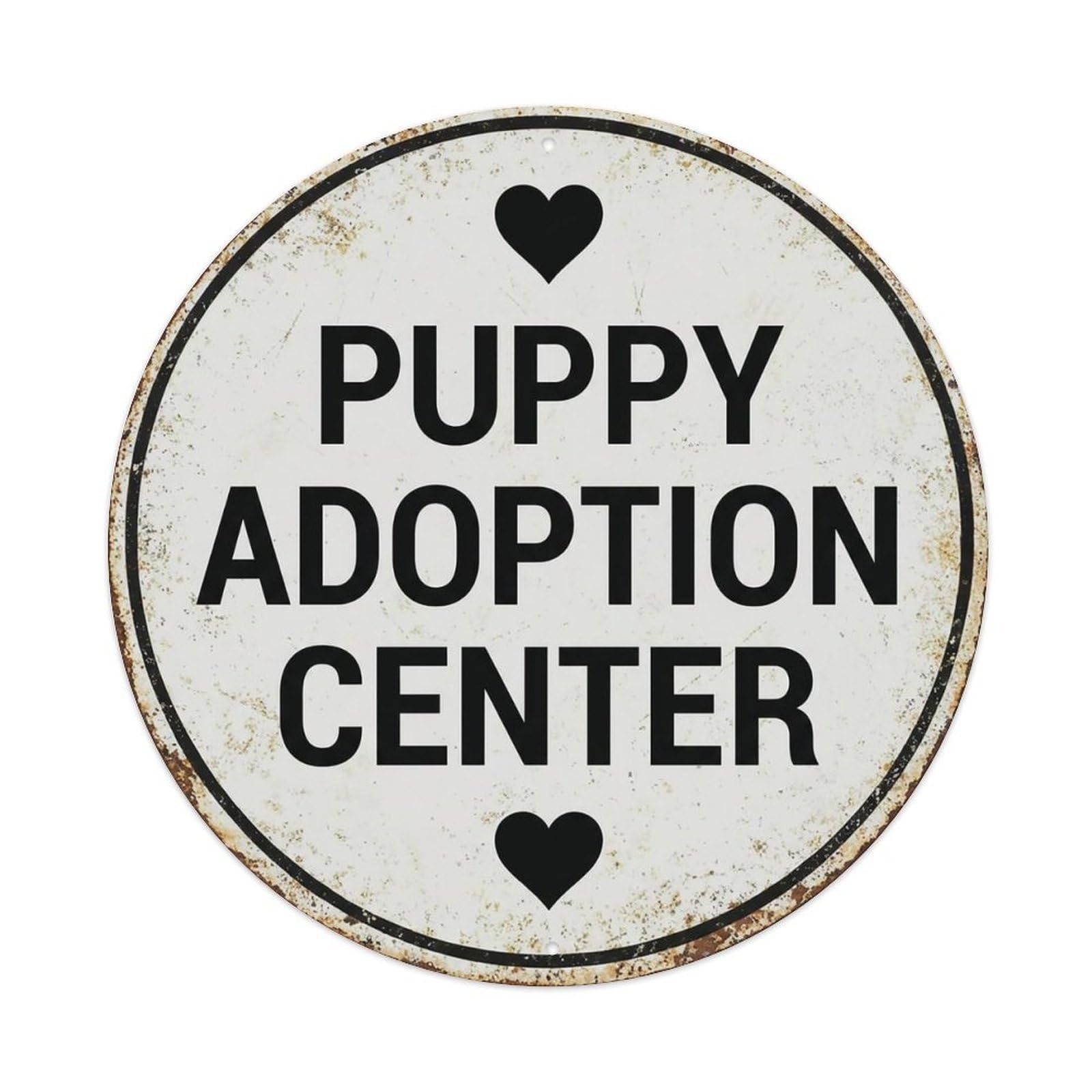 Vintage Puppy Adoption Center Decor Metal Tin Sign
