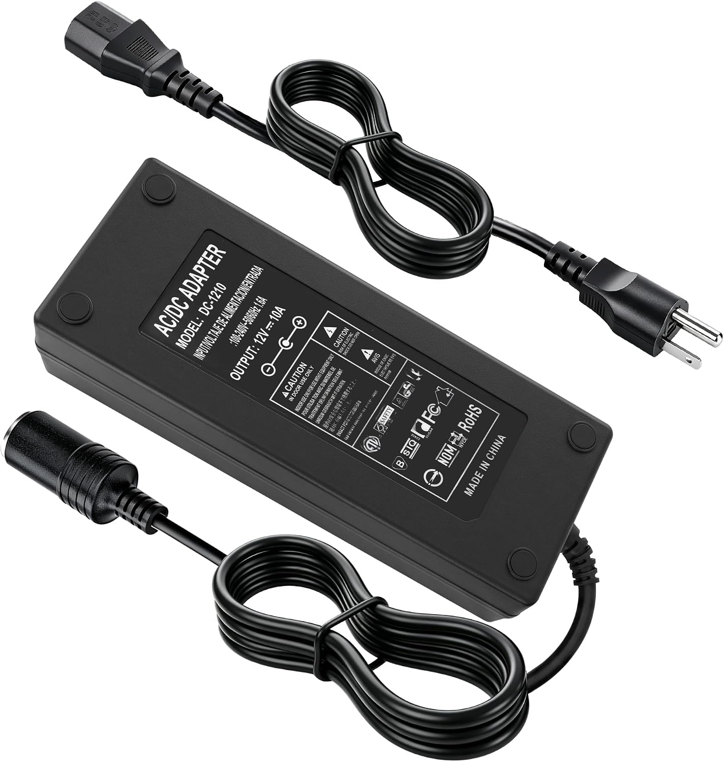 AC to DC Converter 120W 10A, 110V/120V to 12V Car Cigarette Lighter Socket Power Adapter, AC/DC Transformer for Tire Inflator, Car Refrigerator, Vacuum Cleaner and Other 12V Devices