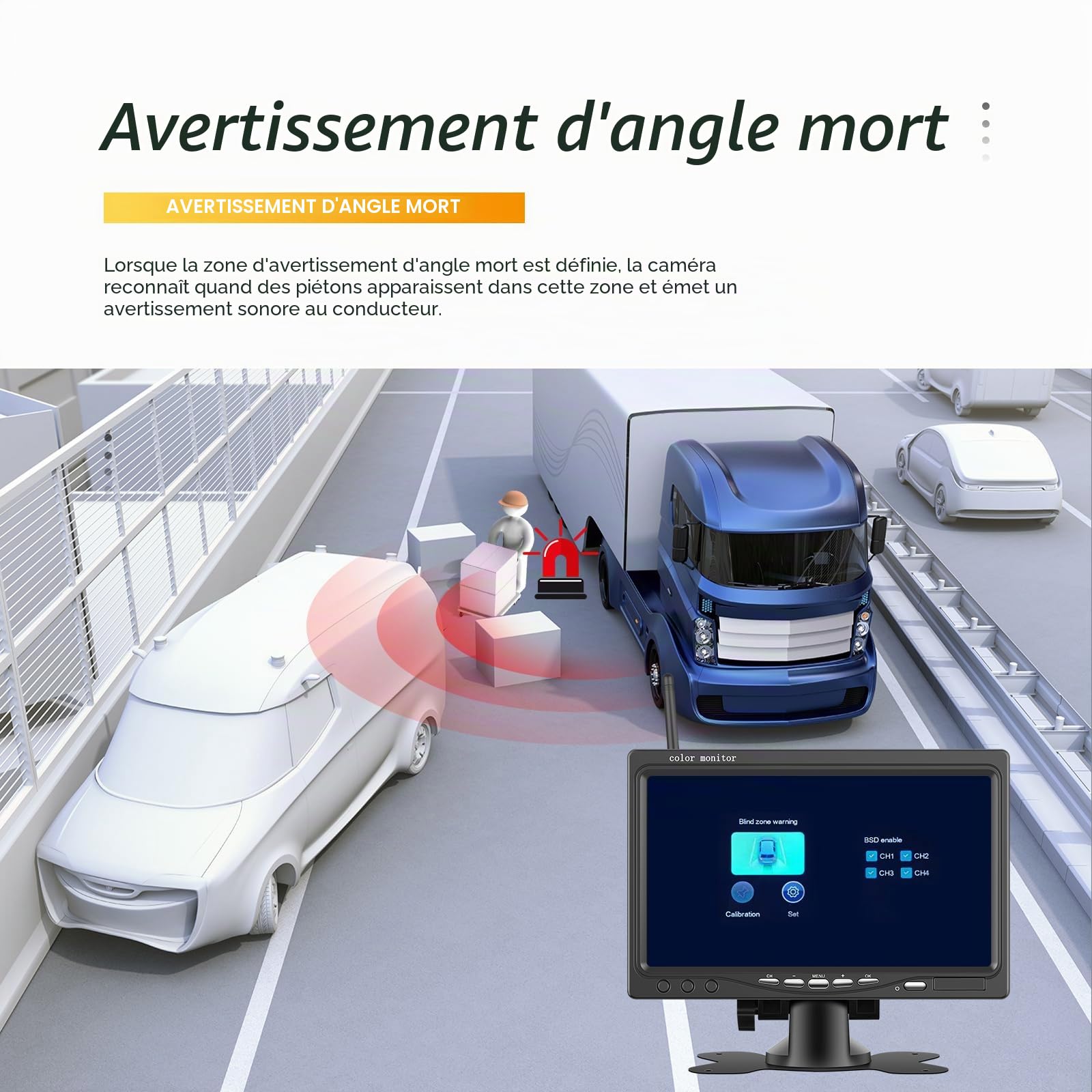 Camera de Recul sans Fil, Hodozzy HD 7 Pouces Camera Recul Kit, Vision Nocturne Camera de Recul pour Camping Car, Camion Caméra de Recul Voiture Ecran IP67 Étanche Moniteur pour Caravane, 12V-36V