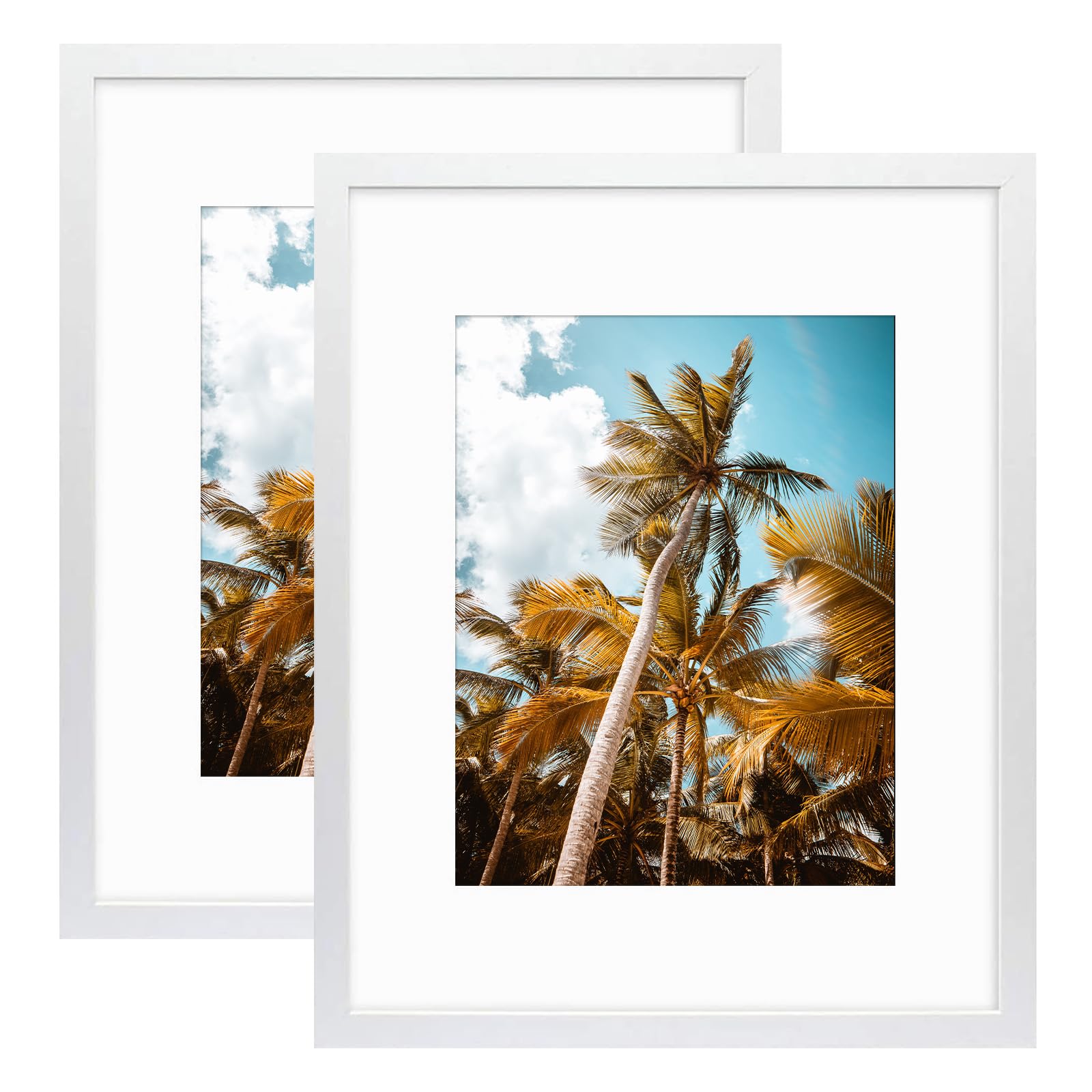 Frametory 2 Pack 16x20 White Picture Frame with Real Glass Mat for 11x14