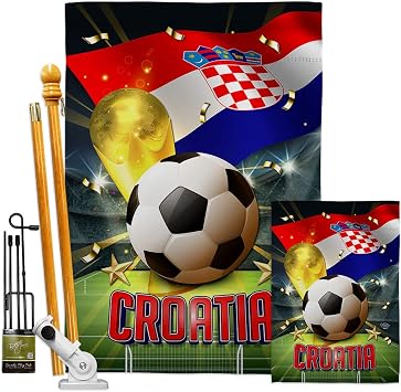 World Cup Croatia Banner Wall Art Flag Poles for Outside House Stand Outdoor Decorations Garden Tapestry Yard Signs FIFA Team Qatar Trophy Soccer Game Football Gifts Made in USA