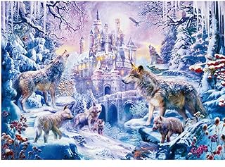 WESEN 1000 Piece Jigsaw Puzzles for Adults, Animal Dog Cat Jigsaw Puzzle, Sea Turtle Jigsaw Puzzle 1000 Pieces for Kid, Mandala Flower Round Larger Jigsaw Puzzle Kid Toy Games (Wolf Castle)