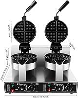 Vista 2 de Máquina para hacer gofres de doble cabezal de 19.7 x 15.4 x 11.8 pulgadas, de acero inoxidable, eléctrica, 110 V, 2400 W, antiadherente, doble