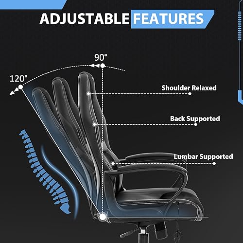 Miniatura 4 de Gaming Chair with Massage  Ergonomic Video Game Chair for Adults & Kids, Adjustable Office Computer Chair with Reclining Function, 360 Swivel
