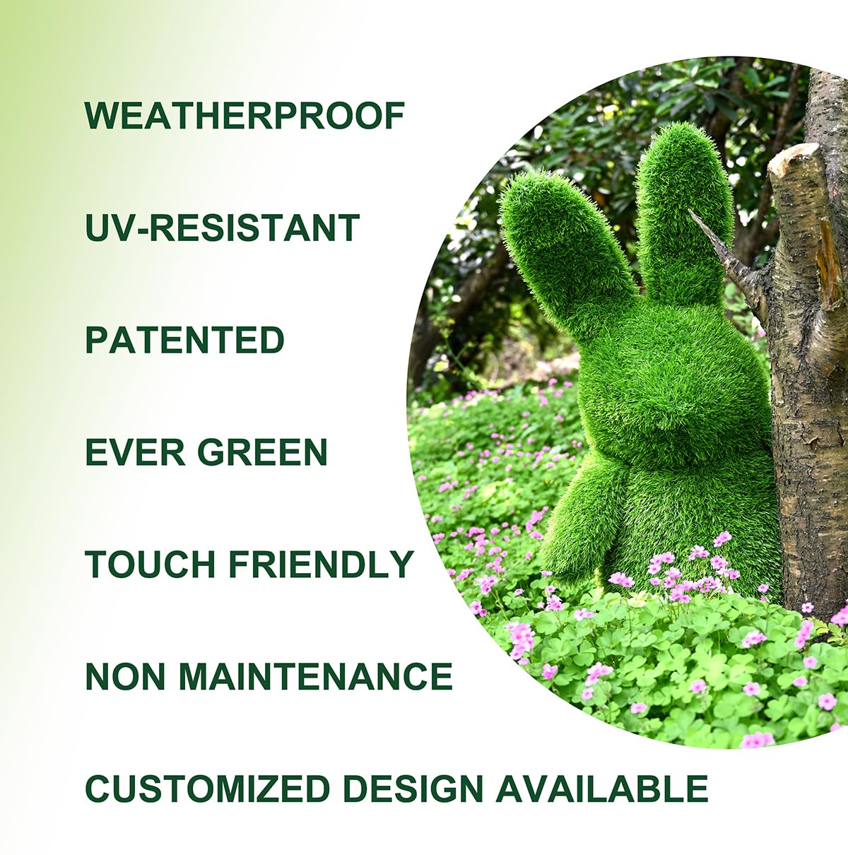 Innovative Kunstwerk Figuren aus Kunstrasen Bär Bear Teddybär Bärchen Gartendekoration Deko (Sitting Bear, 35cm)