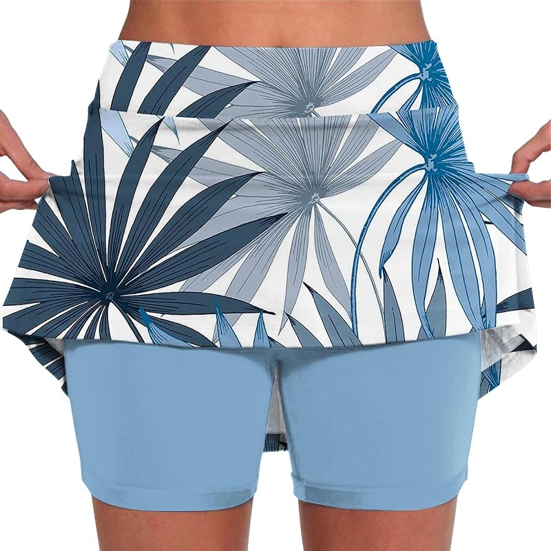 Women's Athletic Skorts Elastic Tennis Yoga Shorts Hight Waist Floral Print Skirts Tummy Control Skinny Joggers 2025