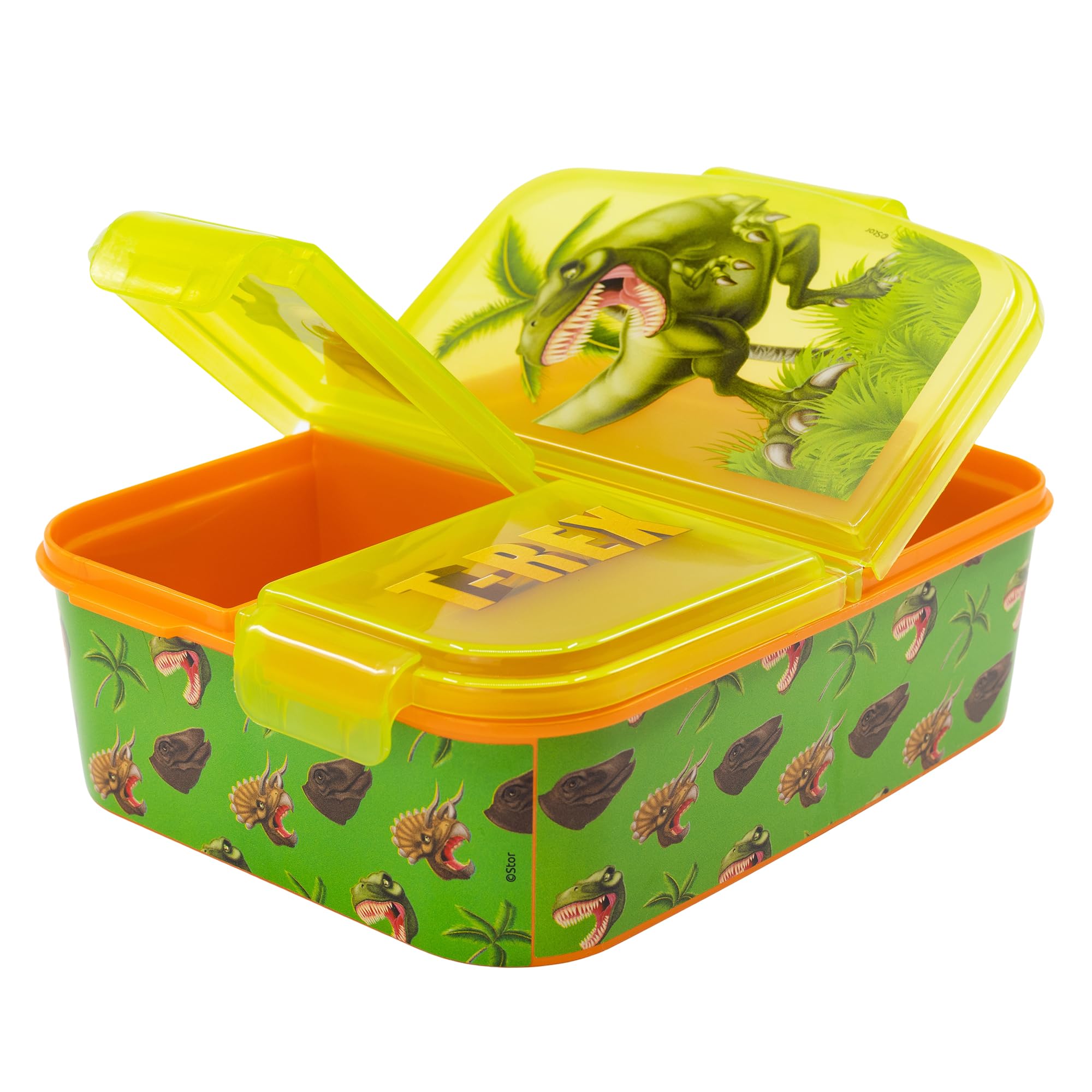 Dinozaury | Kanapka na kanapki z 3 komorami dla dzieci - Pudełko na lunch dla dzieci - Pudełko na przekąski - Ozdobione pudełko na lunch