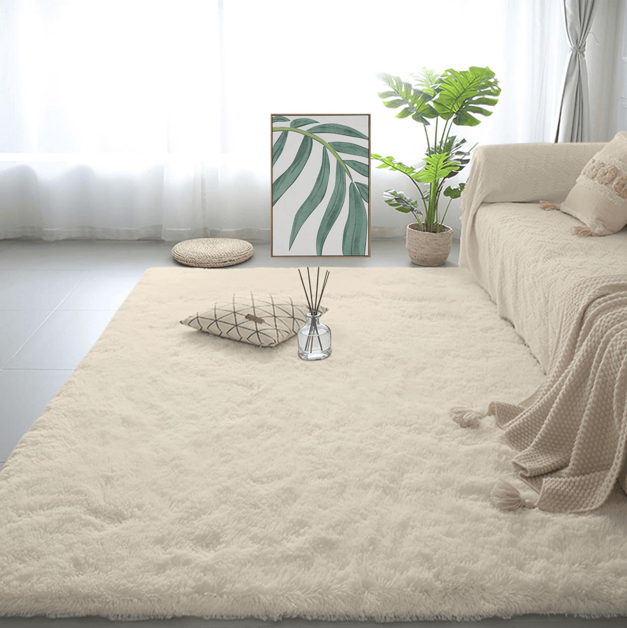 Tapis de salon 300x400 poil long grand format doux et antidérapant