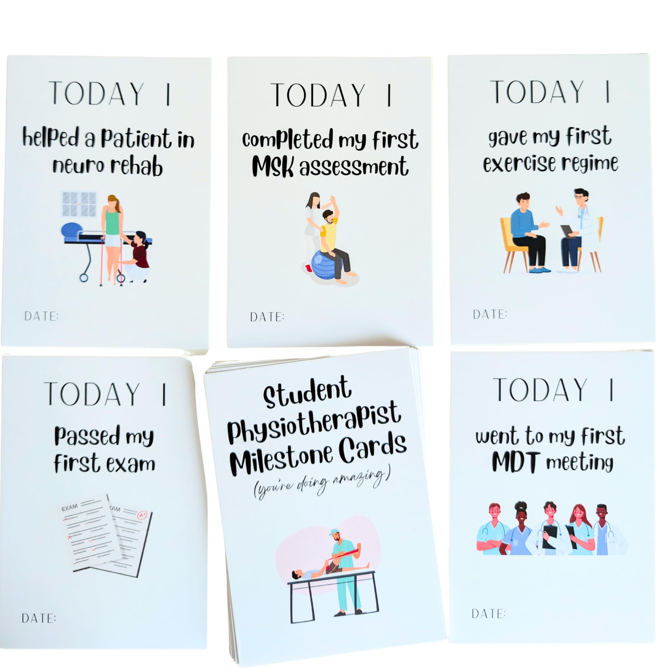 Student Physiotherapist Milestone Cards, Achievement Tracking Cards, Student Physiotherapist Gifts, Gift for Student, Set of 20 (Standard Packaging) - Image 3