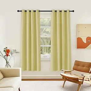 NICETOWN Room Darkening Curtain for Living Room - Energy Saving Thermal Insulated Grommet Room Darkening Curtain/Drape for Bedroom (1 Panel, 46 by 72, Paler Yellow)
