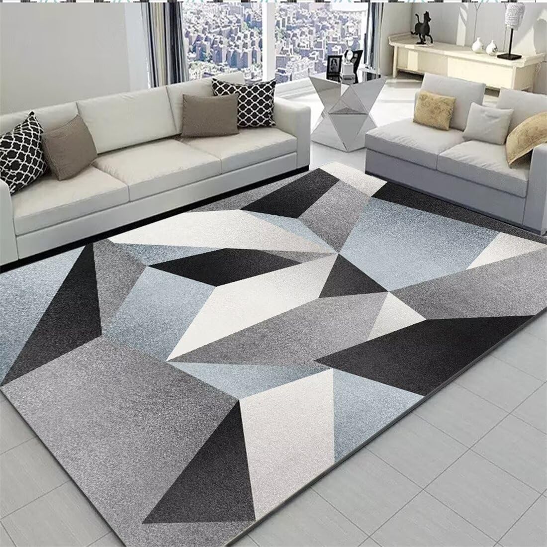 Tapis enfant fille anti-glisse 130x190 cm pour couloir et salon gris