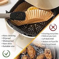 Vista 3 de Forros de papel para freidora de aire, 125 forros desechables antiadherentes, papel de hornear para freidora de aire, a prueba de aceite