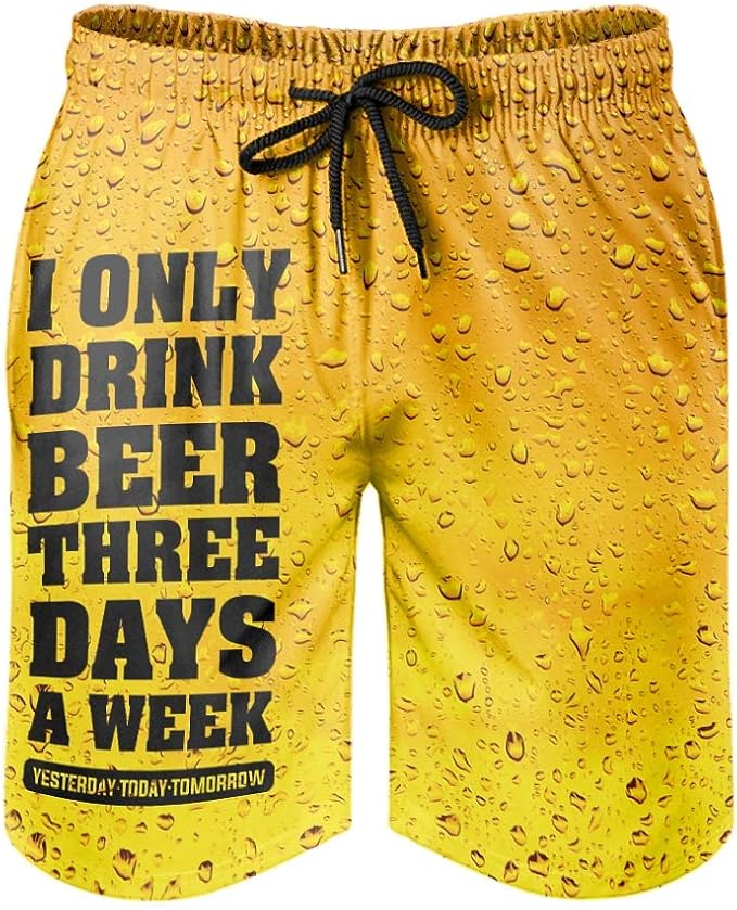 Ktewqmp Summer Swimming Trunks Drink Beer 3 Days Men's Swimming Trunks