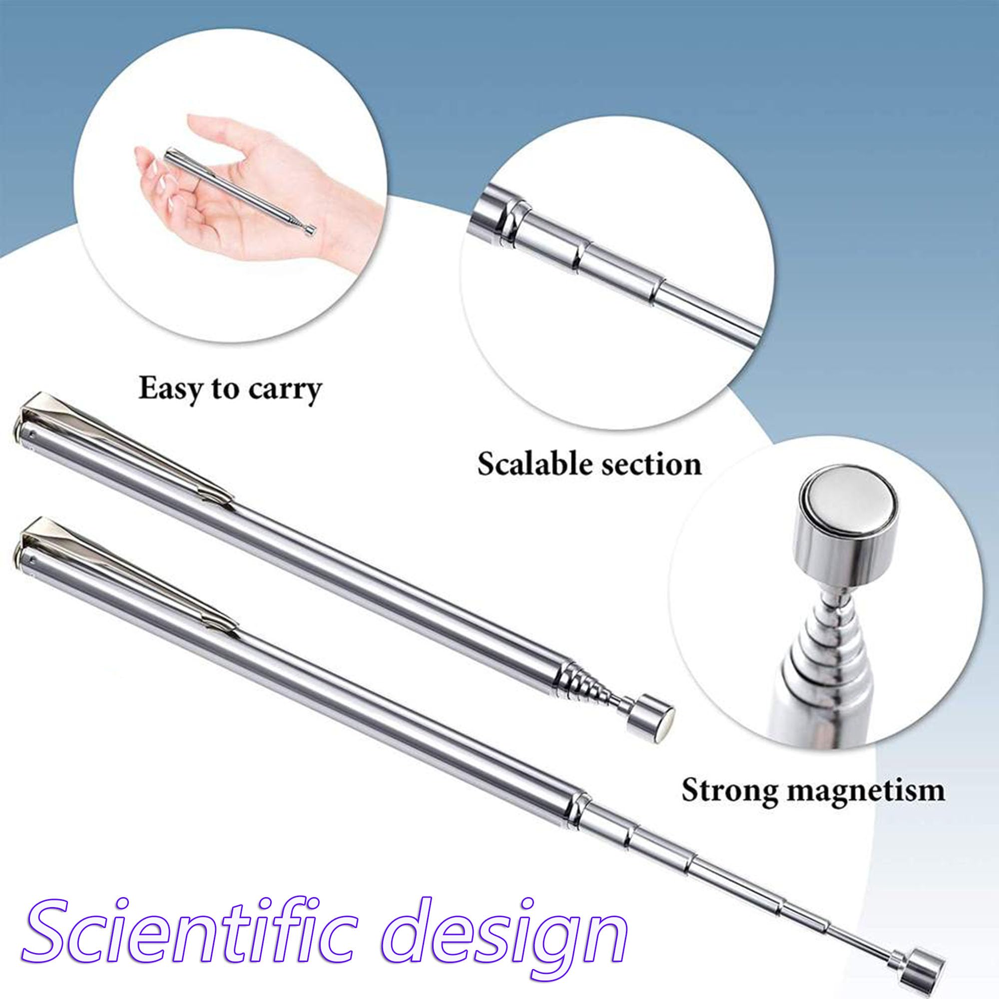 5 Pound Magnetic Retractable Pickup Black Suction Iron Rod