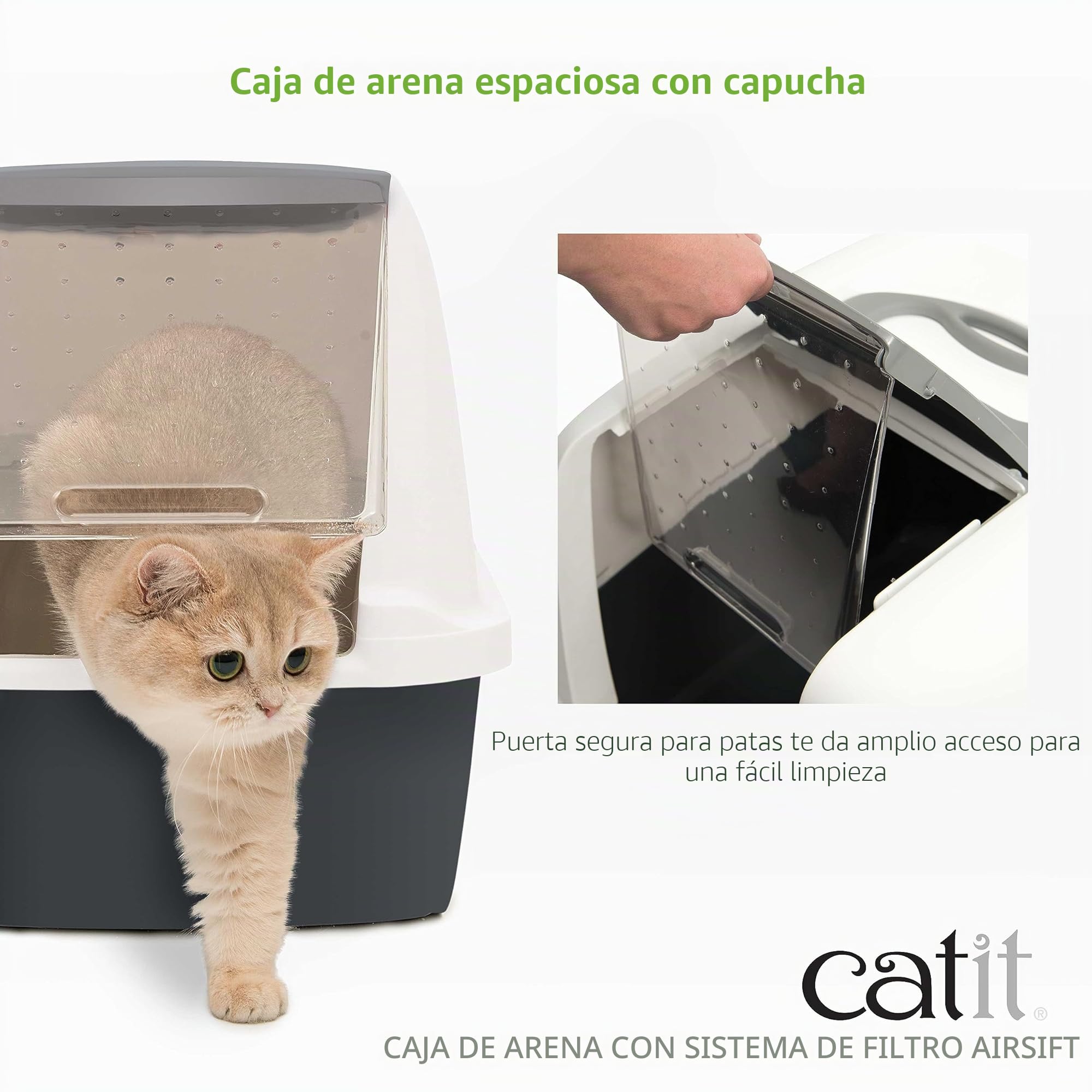 Catit Caja sanitaria 386841/92, con funda, blanca/gris, 54,5 x 41,5 x 46 cm (el producto puede variar)