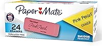Paper Mate Pink Pearl Erasers Medium 24 Pack - Smudge-Resistant Latex-Free Erasers for Clean Precise Erasing