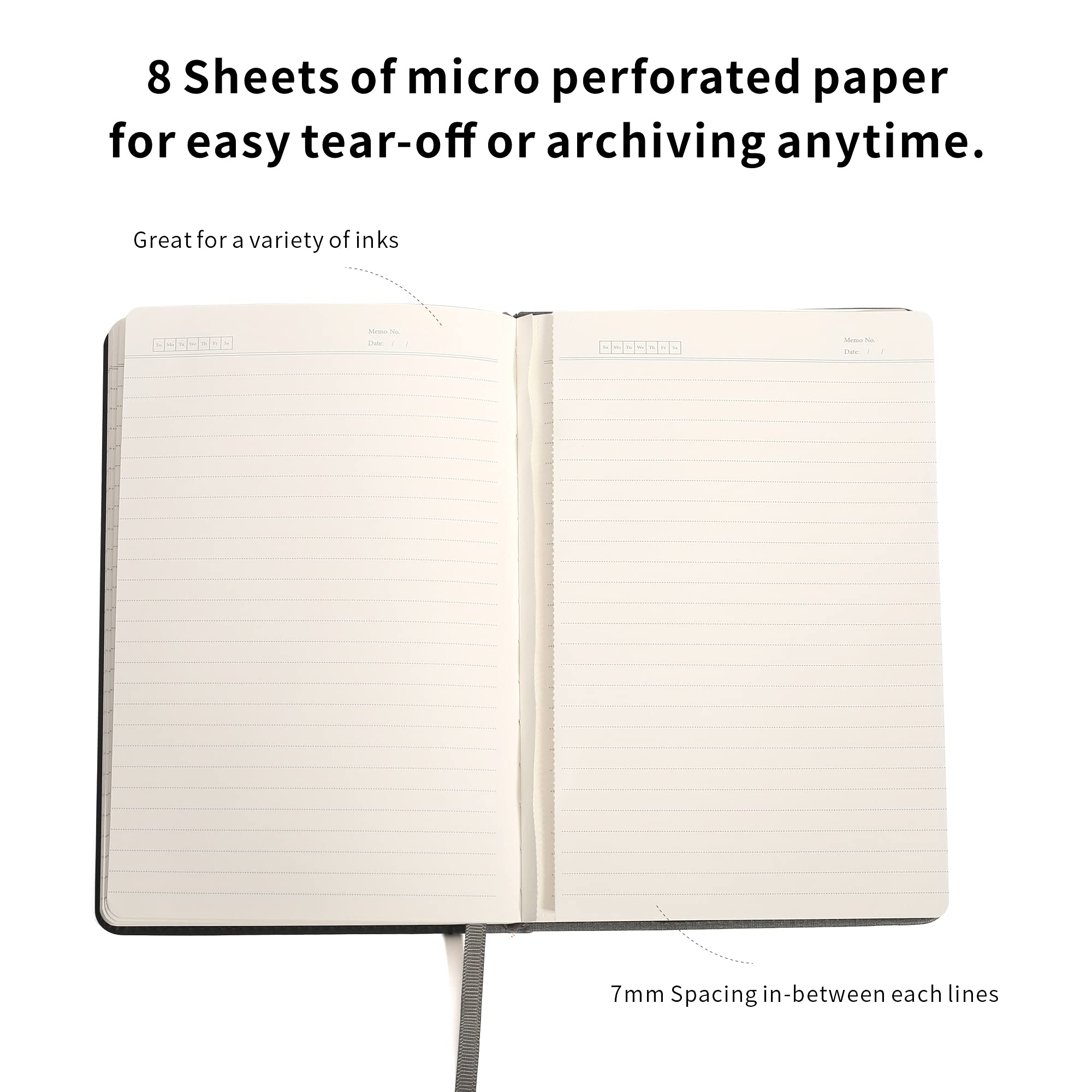 Deziliao Liniertes Tagebuch, Notizbücher mit Stiftschlaufe, Hardcover-Notizbuch-Tagebuch für die Arbeit, 100 g/m² dickes Papier mit Innentasche, Medium 14 x 21 cm, schwarz, liniert, 1 Packung