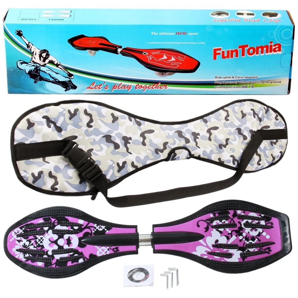FunTomia Waveboard Original ABEC9 Kugellager inkl. Tasche - Bis 120kg - (Verschiedene Farbdesigns)