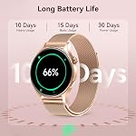 aeac Smart Watch for Women, AMOLED Ultra-Clear Screen Activity Trackers with Heart Rate/Sleep/SpO2 Monitor, Waterproof Fitness Smartwatch for iPhone/Samsung/Android (Rose Gold& Steel Band)