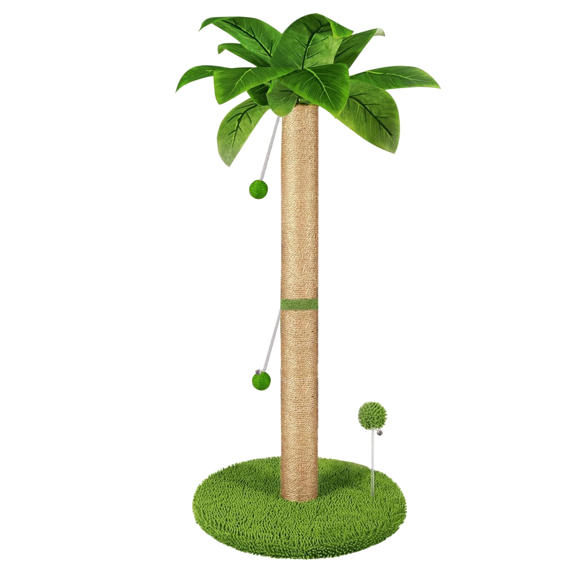 Poste rascador para gatos, 82 cm de alto con cuerda de sisal premium, dos bolas colgantes interactivas y juguetes de bola de resorte para gatitos y gatos de interior