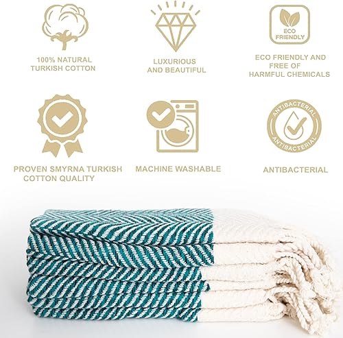 Miniatura 3 de SMYRNA TURKISH COTTON Paquete de 6 paños de cocina de la serie Herringbone, 100% algodón, de 12 x 12 pulgadas, lavables a máquina, suaves,