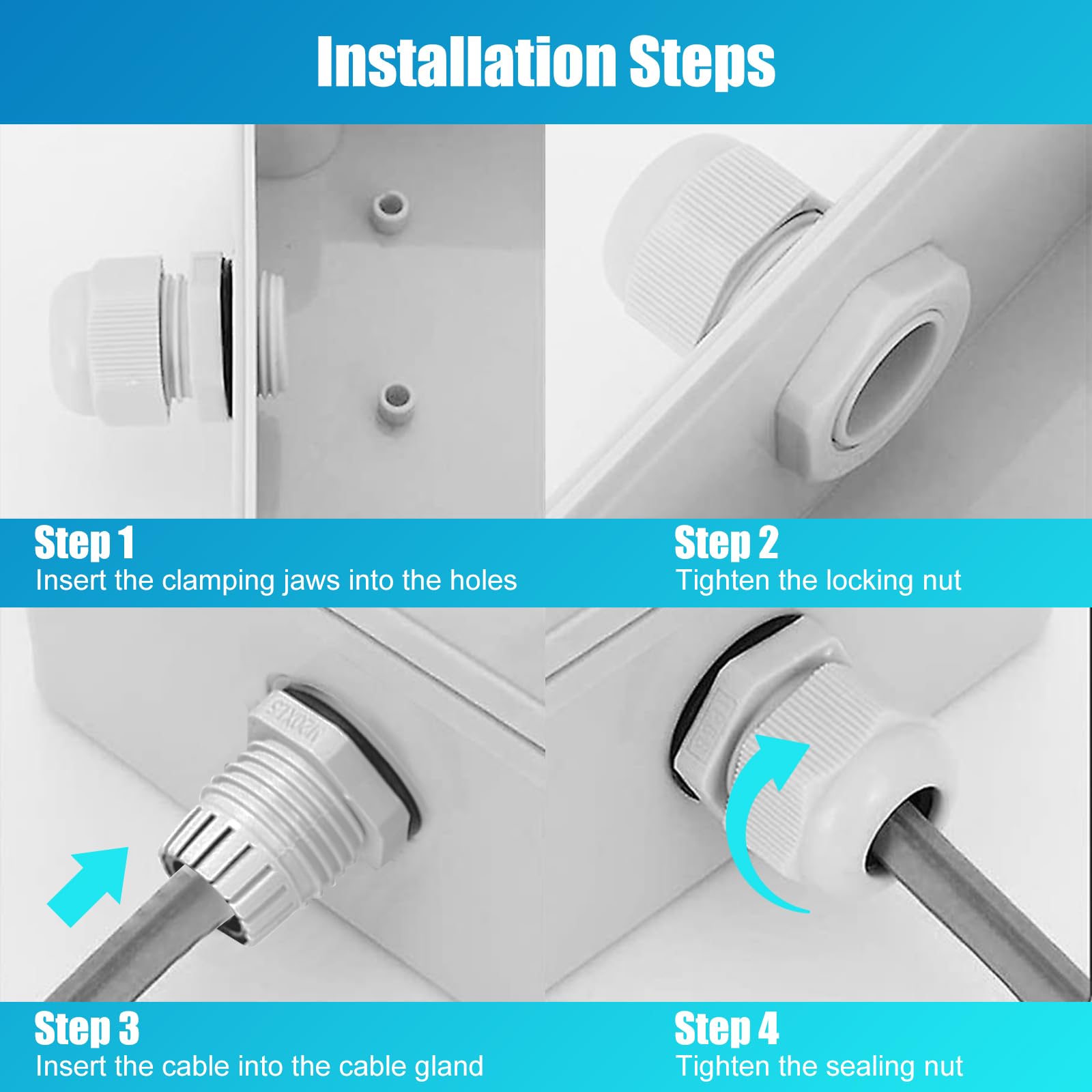 PUWOWYE 40 Pezzi Passacavo Impermeabile IP68, Connettori Pressacavi M12 M16 M20 M25 con Cavo Flessibile Regolabile, Pressacavi Elettrici con Guarnizioni Controdado