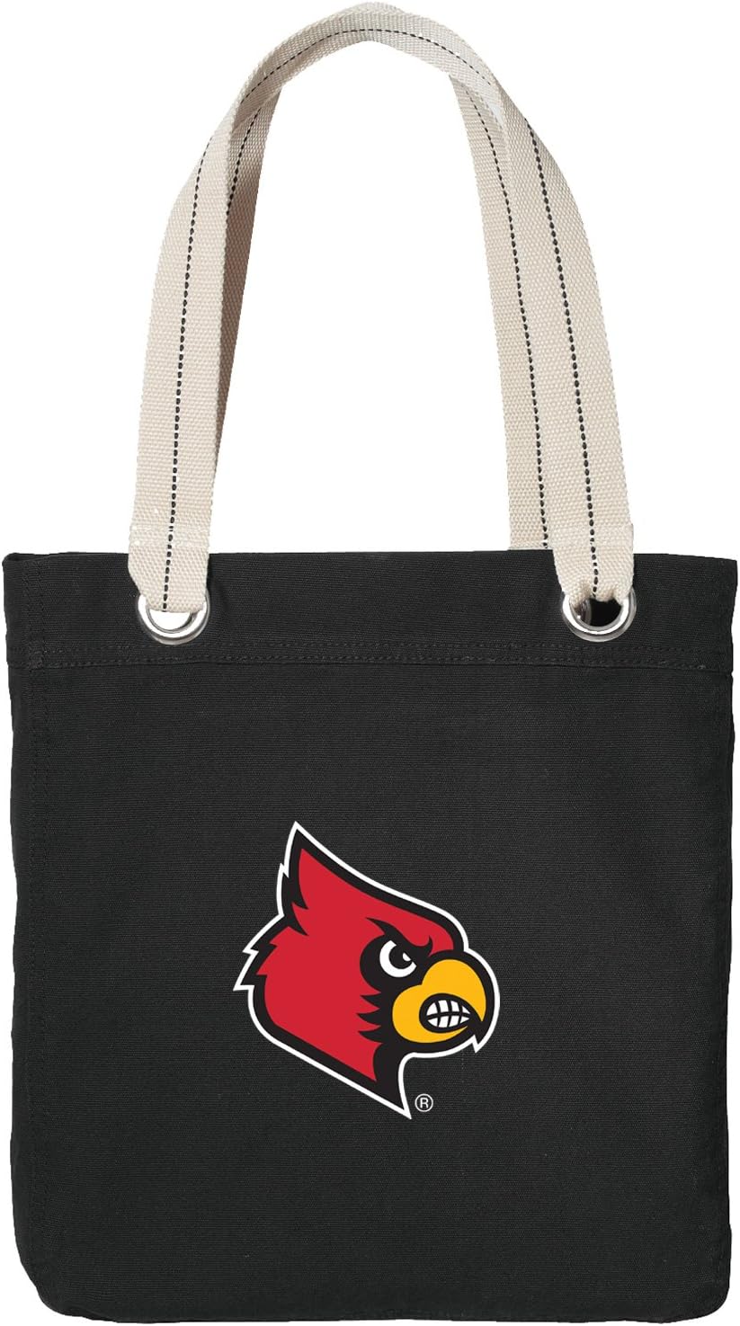 Broad Bay University of Louisville Tote Bag RICH COTTON CANVAS Louisville Cardinals Bags Black