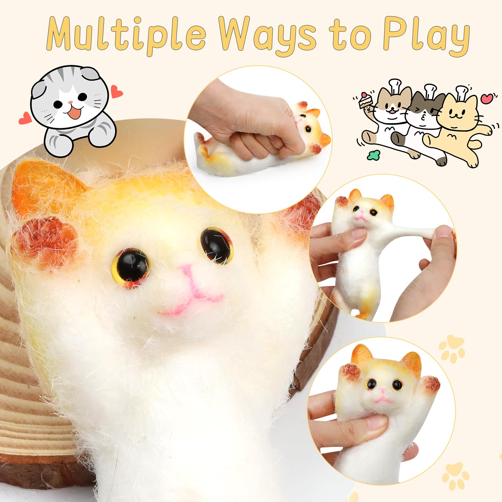 Humtudeit Kit Taba Squishy Géant – 2 Patte De Chat Anti-Stress, Jouet Sensoriel TPR, Cadeau Relaxant Pour Enfants Et Adultes