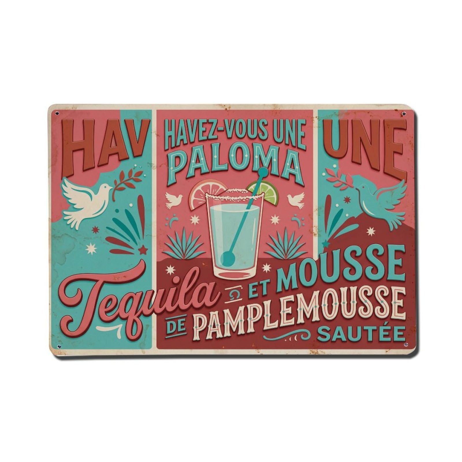 Paloma Specialty Beverage Metal Tin Sign Plaque Wall Decor for Cafe, Club Bar, Office, Home Garden Metal Poster 8x12Inch