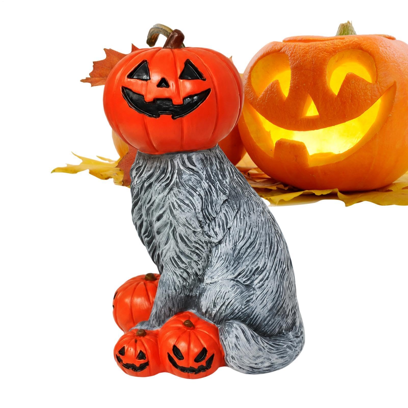Décorations de d'halloween statue en résine de chat rétro table gothique