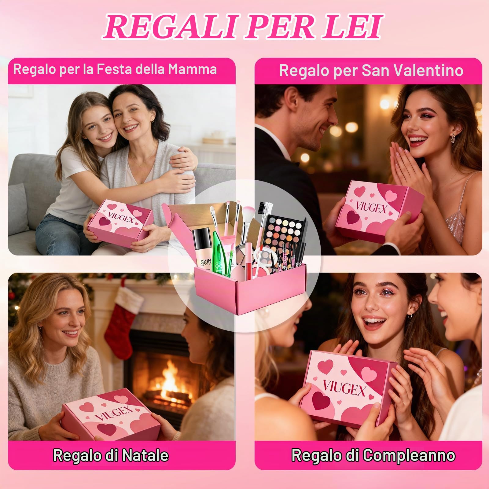 Tutto in Uno Set Trucchi Donna, Kit Trucco Completo, Set Make Up Regalo, Valigetta Trucchi Ragazza con Primer Fondotinta Palette Ombretti Sopracciglia Eyeliner Mascara Gloss Labbra Fard Correttore