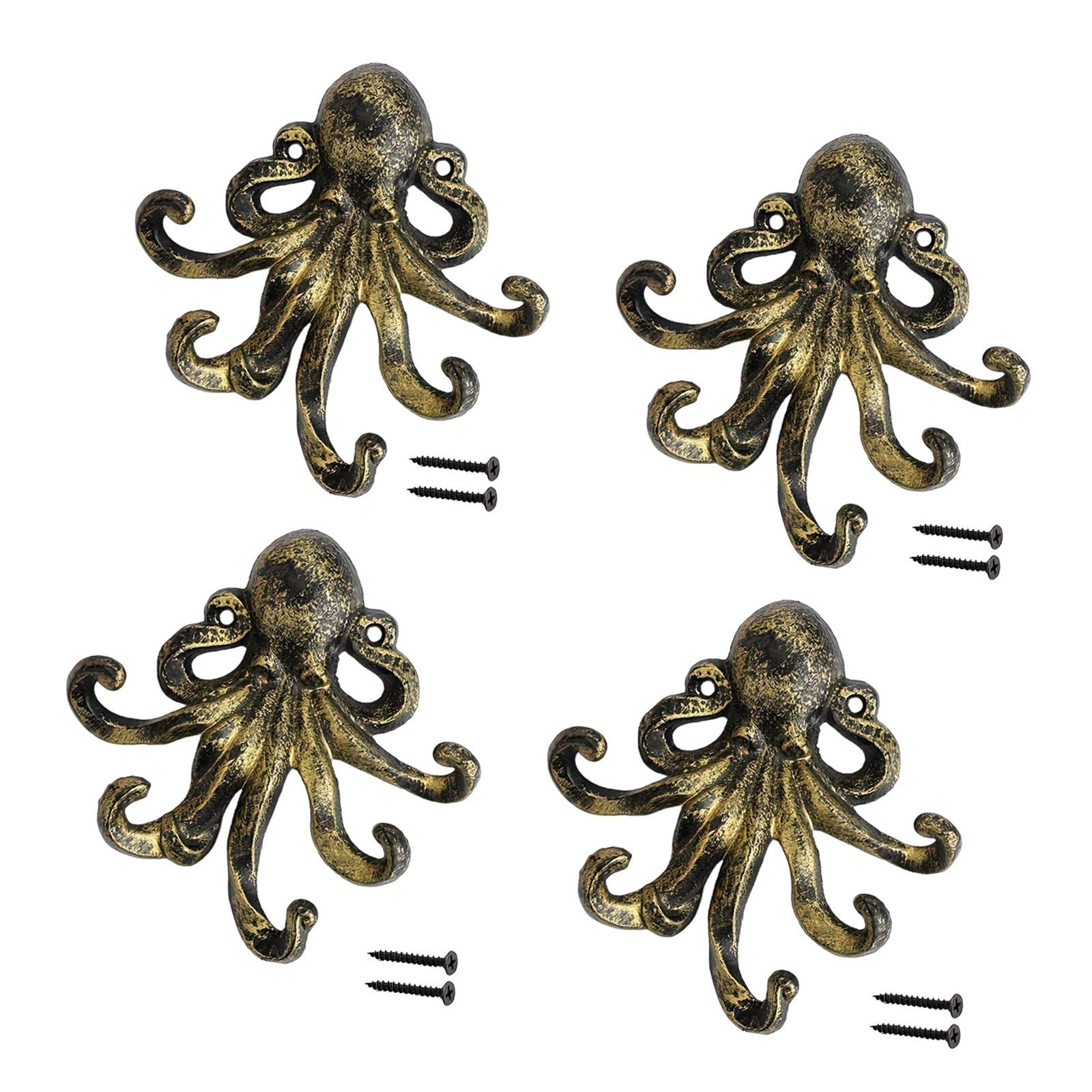 Whoasyst Decorative Iron Octopuses Wall Hook with 8 Sturdy Arms Decorative Coat Hook Perfect for Organizing Entryway or Outdoor Space Wrought Iron Wall