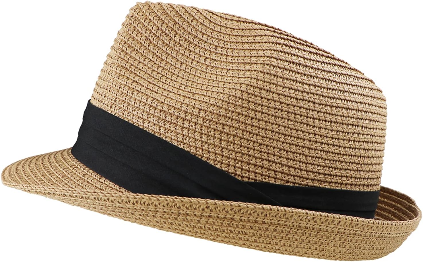 Kids Floppy Straw Fedora Sun-Hat Foldable Summer Short Brim Beach Sun-Hat for Babyboys Girls