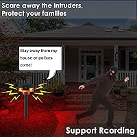 Vista 2 de HULPPRE Alarma Solar con Sensor de Movimiento para Exteriores, Sonido de Ladridos de Perro y Disparos, Generador de Ruido Fuerte de 130db, Admite