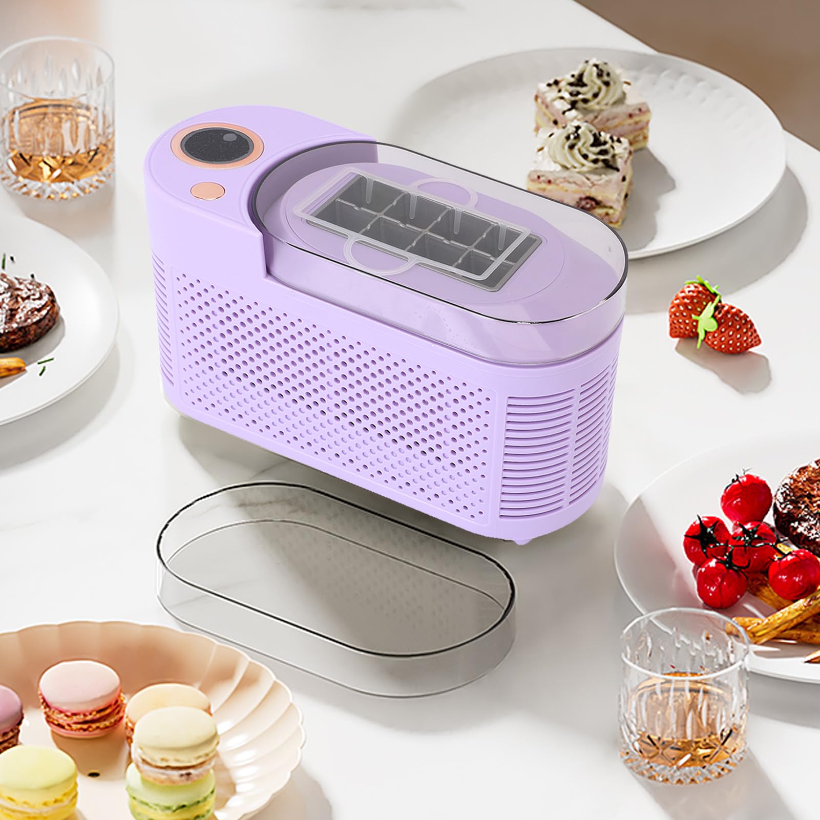 Luqeeg Desktop Ice Maker, 8 Cubes In 10 Mins Portable Compact Mini Countertop Ice Making Machine With Basket For Home, Office, Camping, Traveling, Car (Us Plug) on Fridge.com - View 2