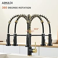 Vista 7 de AIMADI Matte Black Kitchen Faucet,Black and Gold Kitchen Faucet with Pull Down Sprayer Commercial Single Handle Spring Sink Faucets Suitable for