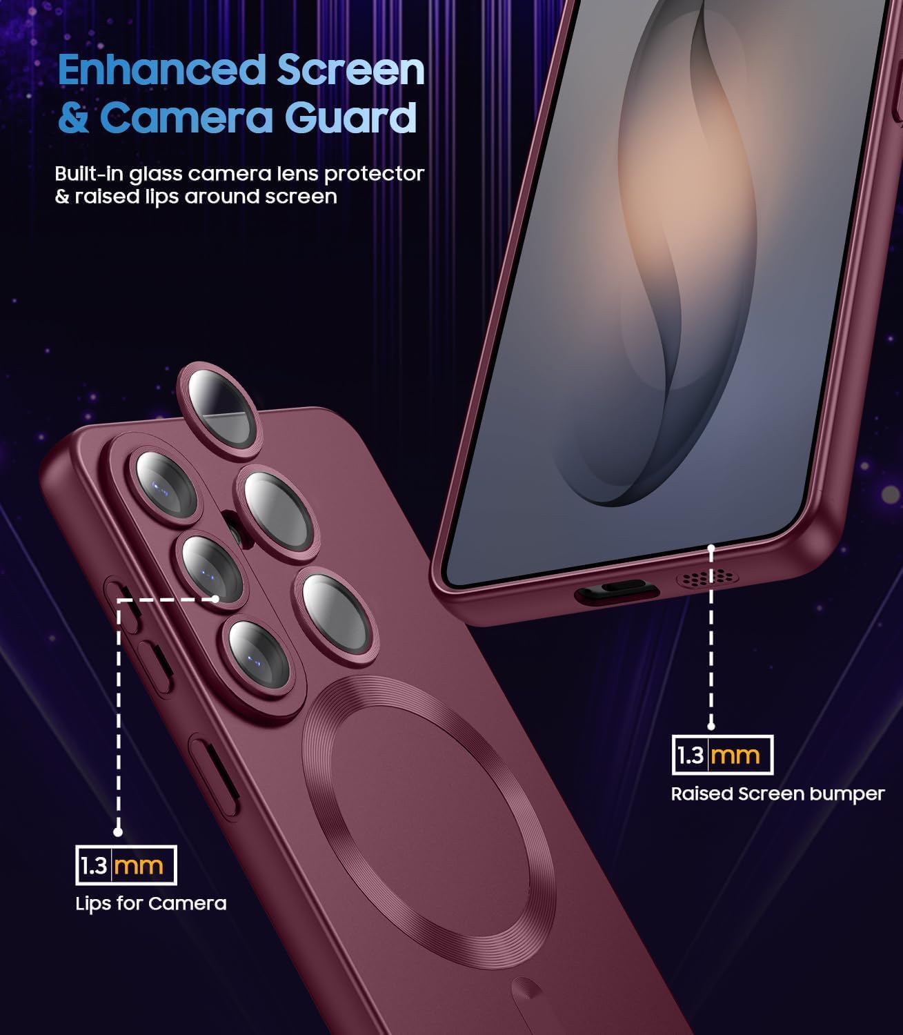 DIZORO Samsung A37 Case, Compatible with Mag Safe Back Cover, Matte Luxury Metallic Luster Flexible TPU Wireless Charging Shockproof Case with Camera Protector Lens (Wine) — Amazon image 6