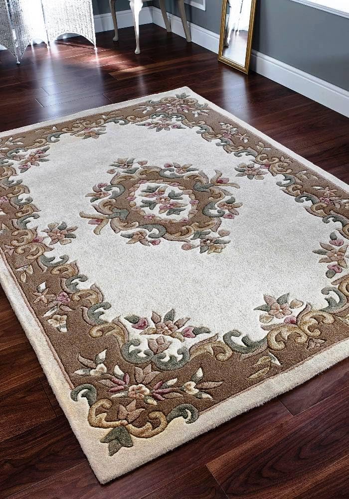 Handmade Premium Area Rug Aubusson Design Luxury Wool Crafted Non- Slip Bedroom Rug Dining Room Hallway Entryway Carpet