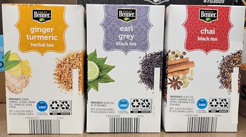 Miniatura 2 de Benner Tea Co Assorted - Bolsas de té de jengibre y cúrcuma, Earl Grey, Chai (tres cajas)