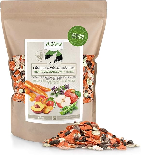 AniForte Barf Dog Food Mix, Fruit & Vegetables with herbs 1 kg for Dogs, Natural Raw Diet Food Supplement, Gluten and Grain Free without Artificial Additives