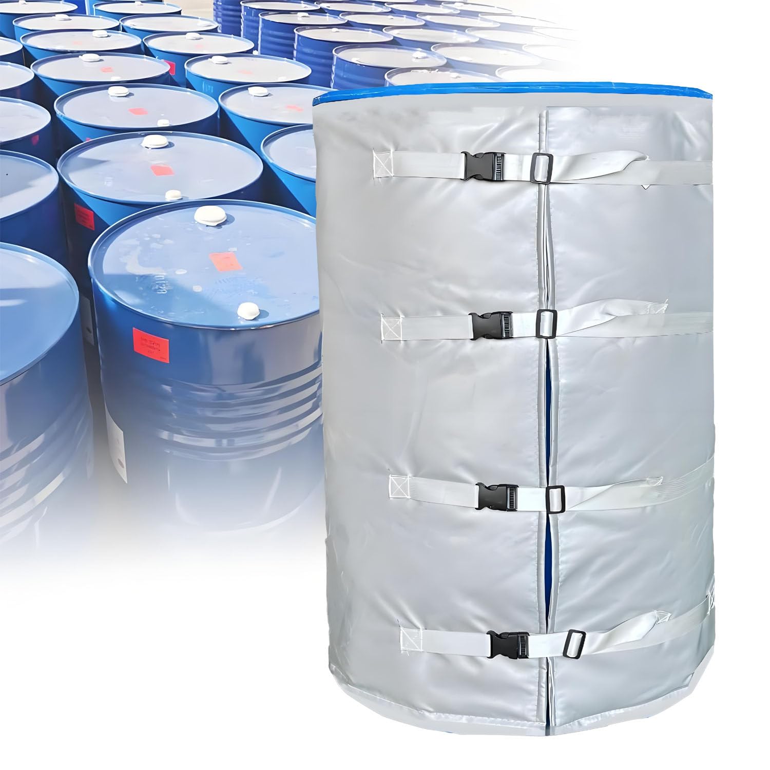 Bucket Heater for 200L/1000L Oil Drums, Insulation Industrial Weather Resistive Drum Heating Blanket(Grey,200L120°)