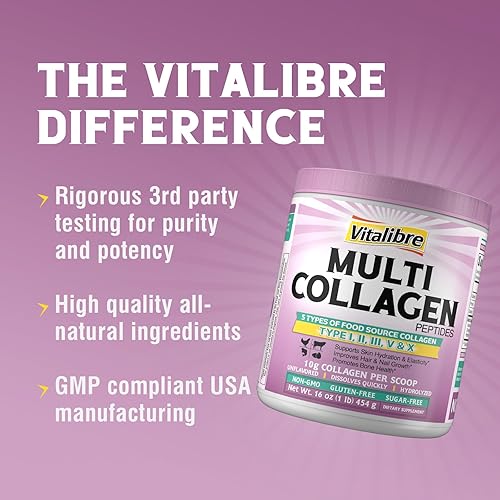 Miniatura 5 de Polvo de péptidos de colágeno múltiple tipo I II III V X, proteína de colágeno hidrolizada para mujeres y hombres, piel, cabello, uñas, sin sabor,