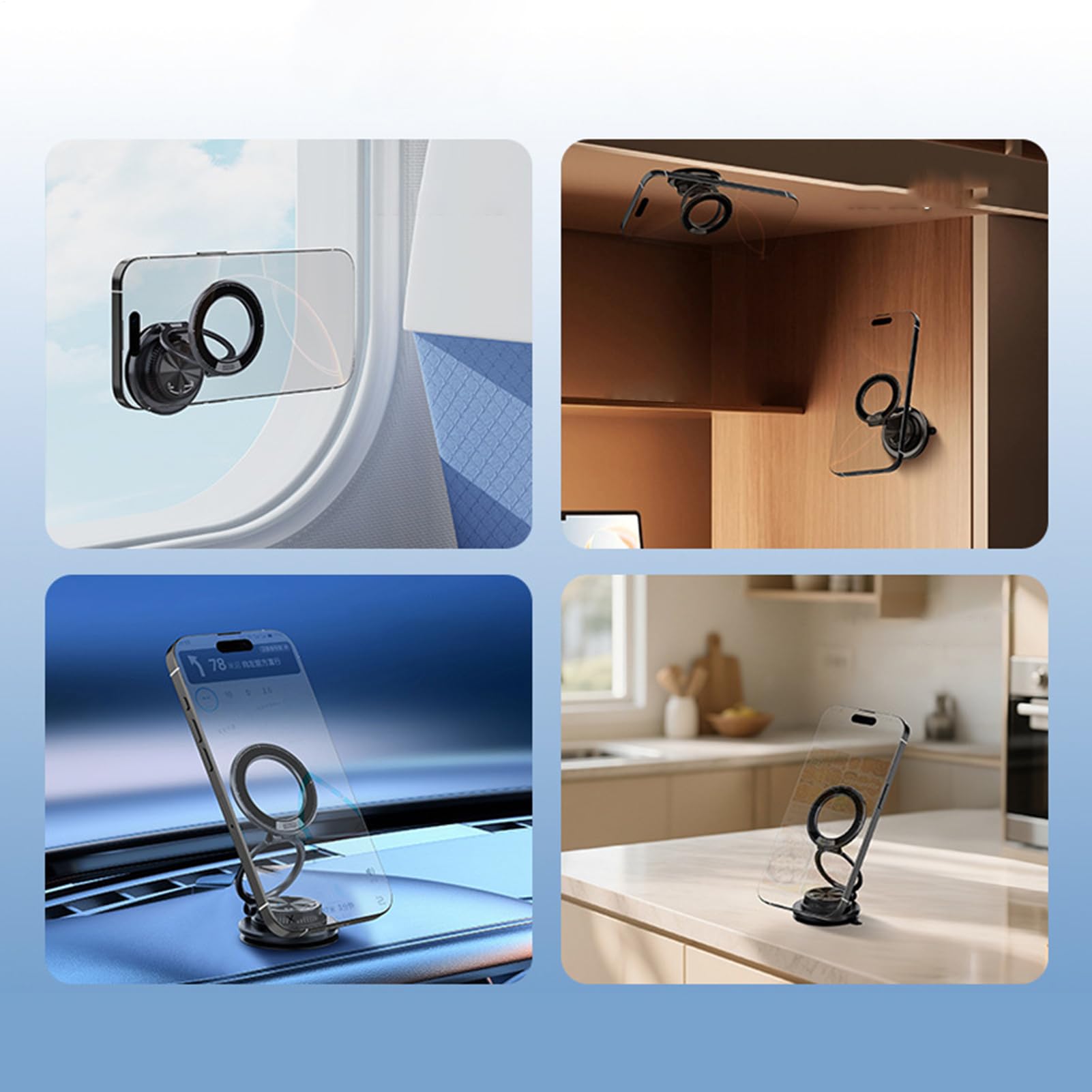 Supporto Magnetico per Telefono in Auto Compatta Regolabile ad Adesione | Montaggio Telefono Veicolare Rimovibile Per Cruscotto Parabrezza Interno Camion Vetro Specchietto