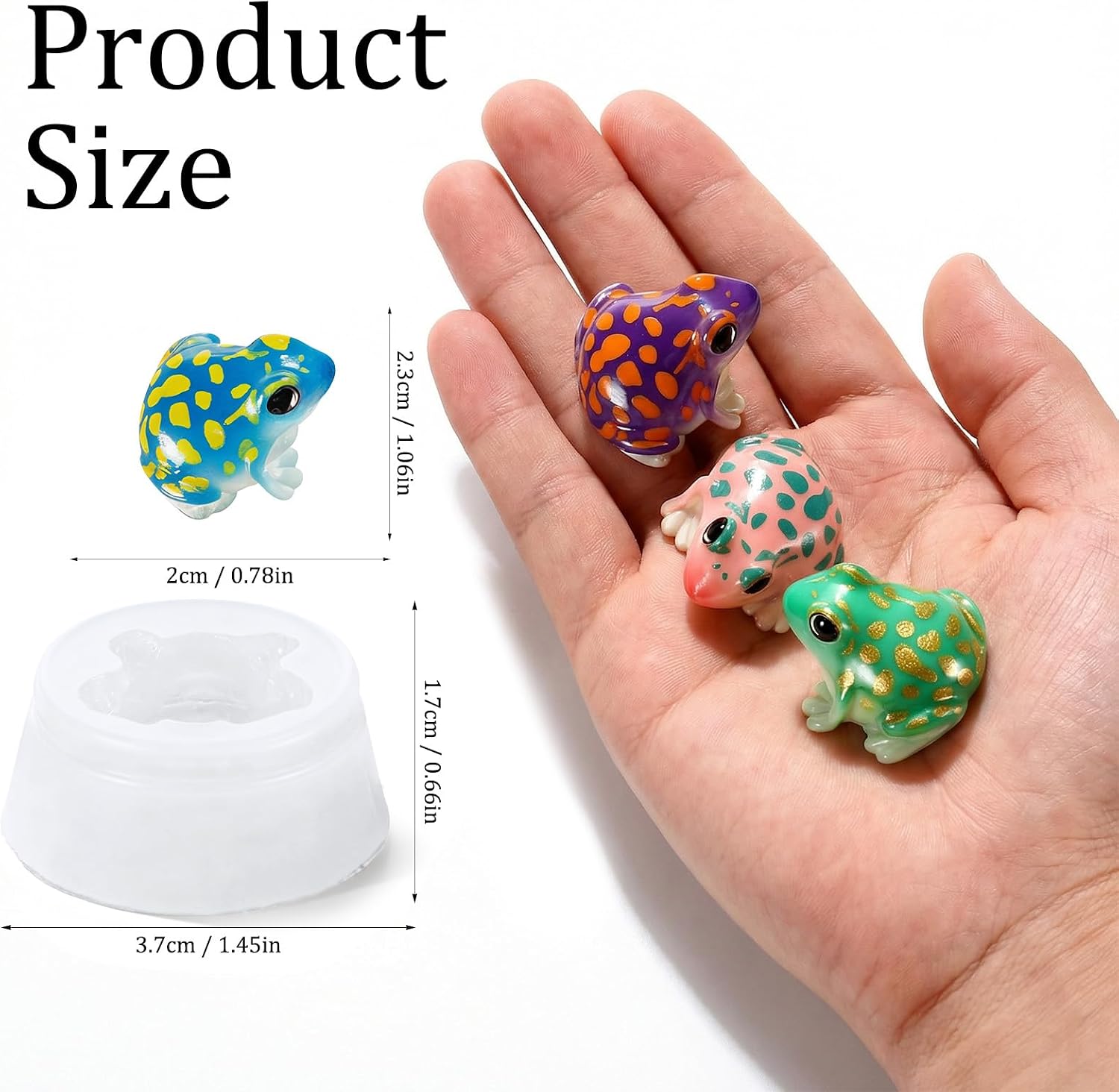 2Pcs Mini Frog Mold Cut Frog Figurines Silicone Resin Mold Tiny Realistic Shapes Casting Molds 3D Animal Molds for DIY Craft Dollhouse Garden Micro Landscape Ornament Accessories