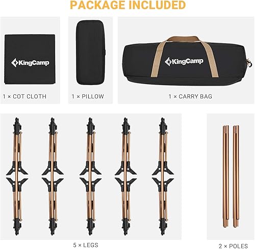 Miniatura 5 de KingCamp Catres ultraligeros para dormir, catres plegables de gran tamaño para adultos, catres de dormir extra anchos para adultos, catre portátil