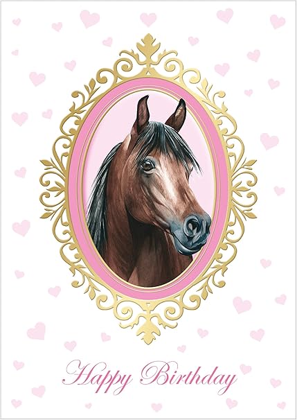 Happy Birthday Voor Alle Rijders En Paarden Vrienden Kinderen Verjaardag Wenskaart Met Roze Hartje Voor Een Meisje Met Een Paard In Een Ornament Lijst Met Envelopp 1 Amazon Nl Kantoorproducten Verjaardagskaart Paard