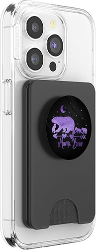 Miniatura 10 de Agarre y soporte para teléfonos y tabletas, diseño de oso de la Mamá y tres cubitos sobre PopSockets negro, Negro